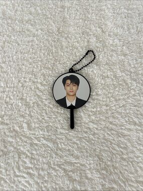 Round Photo Keychain Charm in Black and White